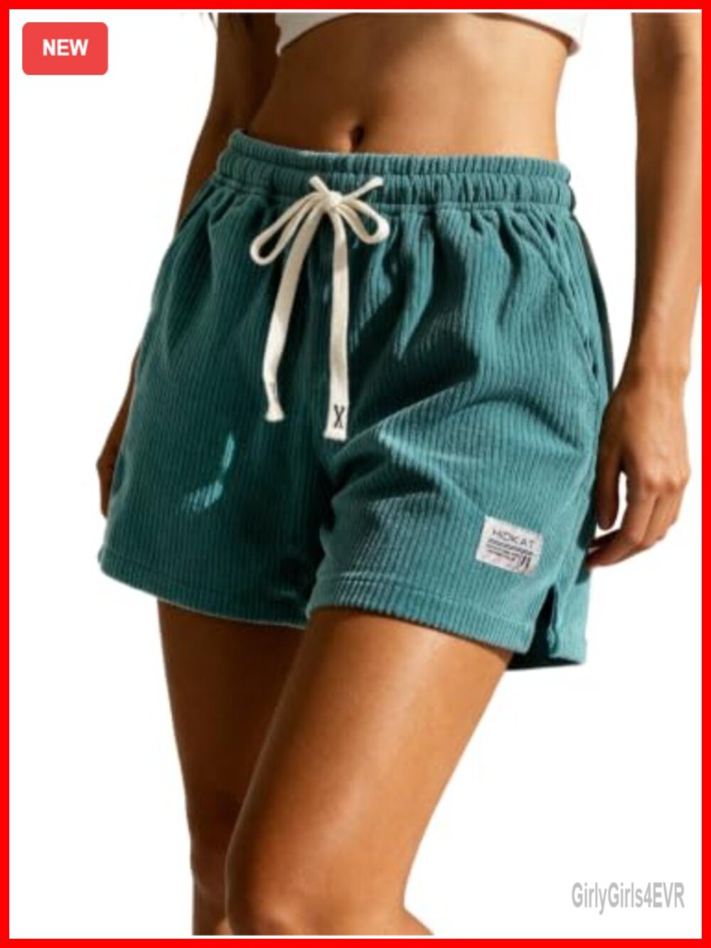 Women's Corduroy Shorts Elastic Waist Drawstring Summer Casual Beach Shorts